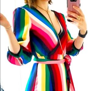 Alice + Olivia Rainbow Wrap Dress Size 2